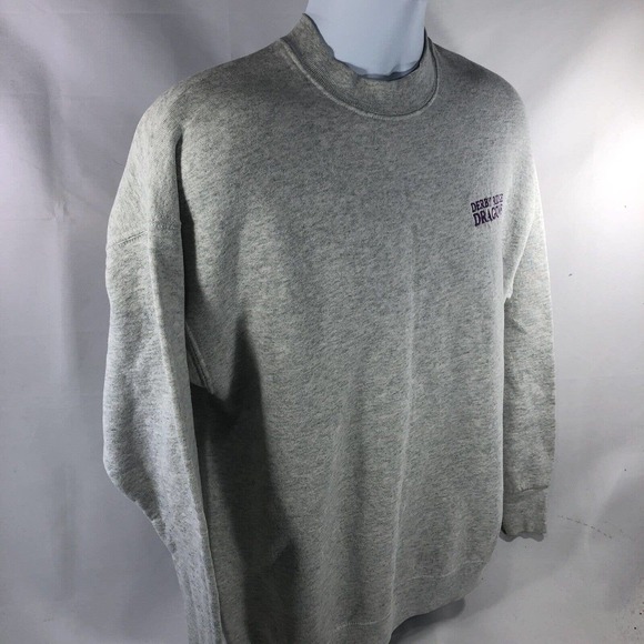 VINTAGE DERBY RIDGE DRAGONS SWEATSHIRT USA MADE PULLOVER CREWNECK GRAY L 90s - Picture 3 of 12
